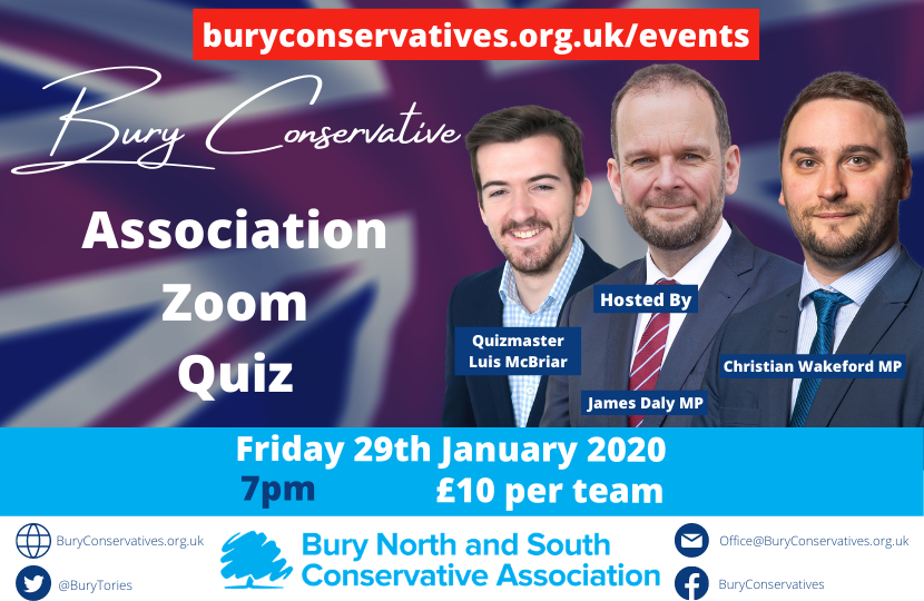 Bury Conservative Association Event - £10 per team - 29th January - 7pm